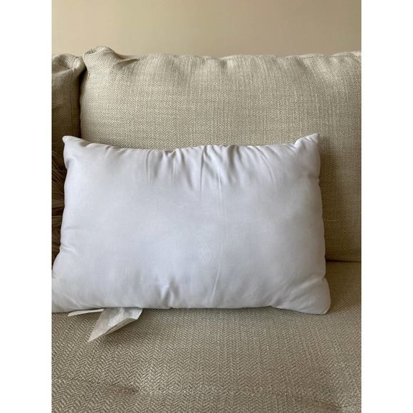 White lumbar throw pillow with gray embroidered birds, 8 inches X 14 inches - Picture 2 of 8